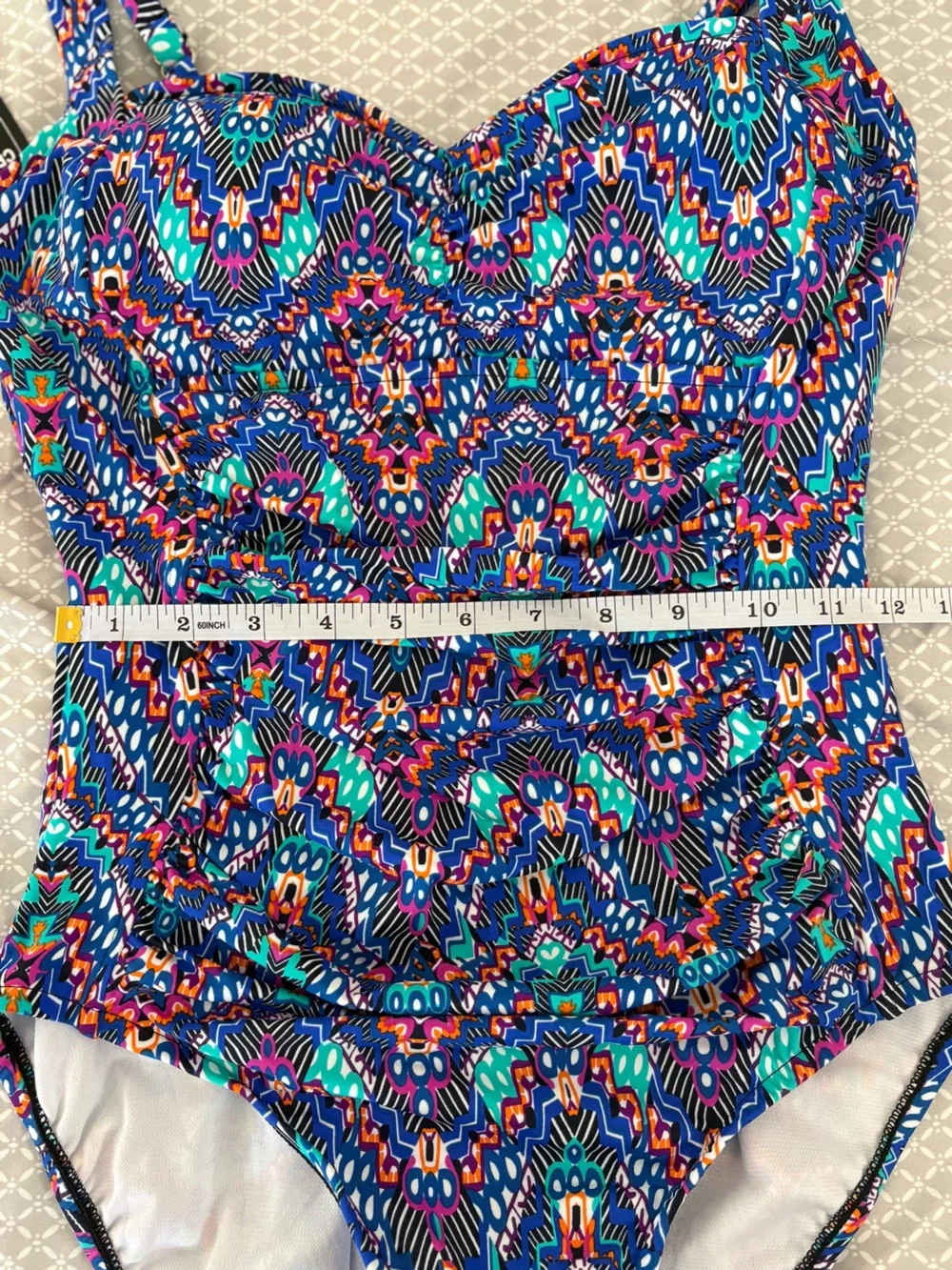 New Swim Solutions Tummy Control Shirred Sweetheart One Piece Swimsuit Size 12 - Picture 8 of 16